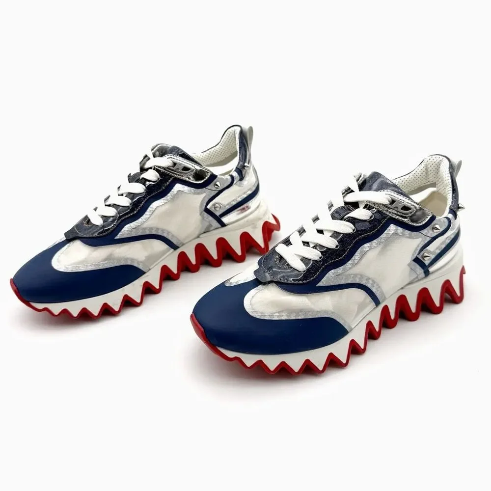 CHRISTIAN LOUBOUTIN Sharkina Blue Mesh Sneaker Size 38 US 8 Low Top Lace Up